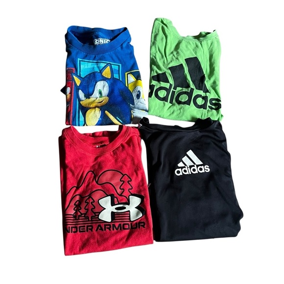 Boys T-Shirt Bundle Size Med Adidas, Under Armour, Sonic Active & Graphic Tees - Picture 1 of 15